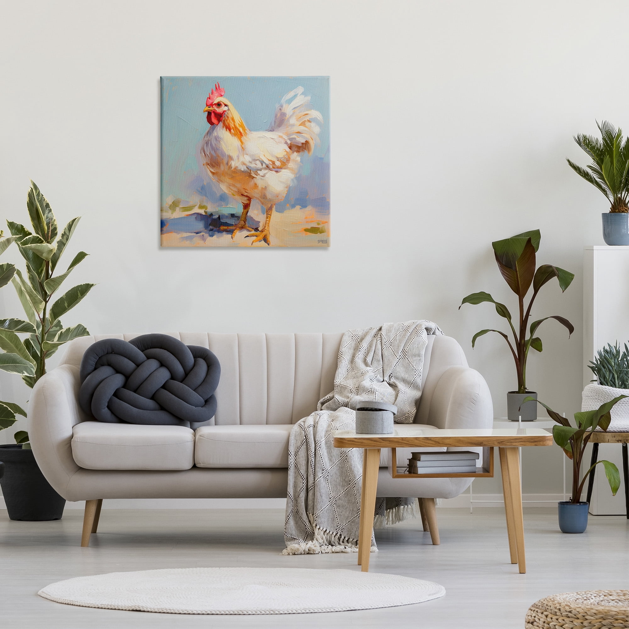 Stupell Industries Modern Farmhouse Hen Animals & Insects Painting Gallery Wrapped Canvas Art Print Wall Art, 30 x 30