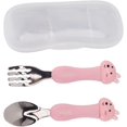 thumbnail image 1 of Yazoeia Cartoon Fork Spoon, Cartoon Fork Spoon Stainless Steel Feeding Training Spoons Forks Portable Animal Tableware Tableware Silverware Set for boys girls (Rabbit) CJC912-14951, 1 of 9