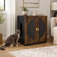 thumbnail image 2 of Unipaws Large Cat Litter Box Enclosure, Wooden Cabinet with Charging Station for Self-Cleaning & Auto Litter Boxes, Dog Proof Cat House for Top Entry Litter Box, Rustic and Black, 2 of 8