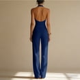 thumbnail image 3 of Women's Zipper Slim Fit Jumpsuit Sleeveless Halter Jumpsuit Formal Wear Casual Spring Clothing, 3 of 3
