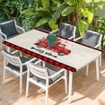 thumbnail image 2 of Valentine's Day Table Cloths for 5 Foot Rectangle Tables, Love Truck Balloons Red Plaid Beige Patio Waterproof Elastic Fitted Tablecloths, Washable Rectangular Table Cover for Camping, 2 of 8