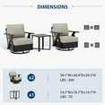 thumbnail image 4 of INTER HUT Urban Anvil Metal 3 PCS Outdoor Bistro Set, Bistro Table and Swivel Chairs Set for 2, Black/Beige, 4 of 10