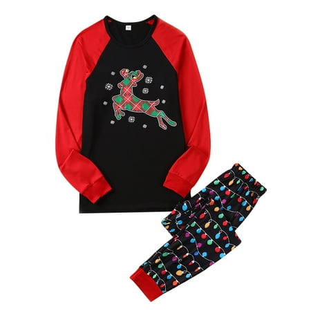 

Binpure Parent-Child Christmas Nightclothes Long Sleeve Christmas Elk Print Tops Trousers Suit