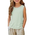 thumbnail image 2 of hengsof Girls Tank Tops Fashion Striped Print Sleeveless Shirts Basic Crew Neck Tees Summer Casual Top for Kids, 2 of 8