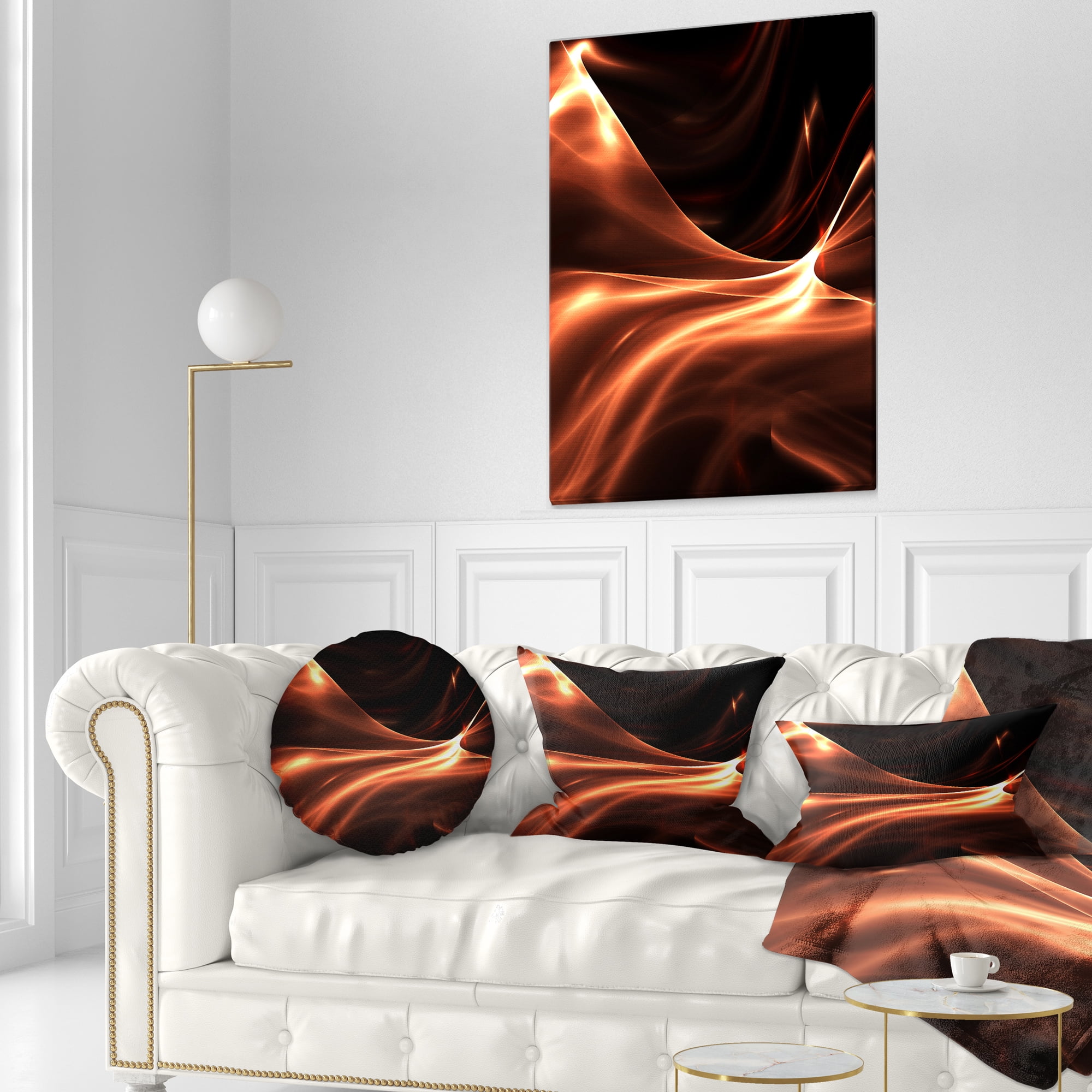 Designart Brown Abstract Warm Fractal Design - Abstract Throw Pillow - 12x20