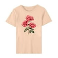 thumbnail image 4 of SOOMLON Valentine's Day Outfits Women Couple Valentines Gift Loose Short Sleeve Round Neck Shirts Cute Heart Graphic Blouses Trendy Valentines Clothes 2025 Khaki XL, 4 of 5