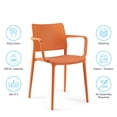 thumbnail image 3 of WRGHOME Garden Modern Outdoor/Indoor Plastic Resin Stacking Patio Dining Chairs (Set of 2) - ORANGE, 3 of 6