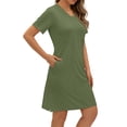 thumbnail image 3 of MOSHU V Neck Dresses for Women Side Split Short Sleeve Dresses Casual Summer Dress with Pockets, 3 of 10