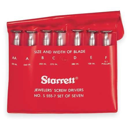 Starrett Steel Screwdriver - Starrett Jewelers Screwdriver Set, Tempered Steel, S555Z-7