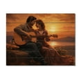 thumbnail image 3 of Designart "love Couple Playing Guitar At Sunset" Romantic Landscape Print on Natural Pine Wood, 3 of 5