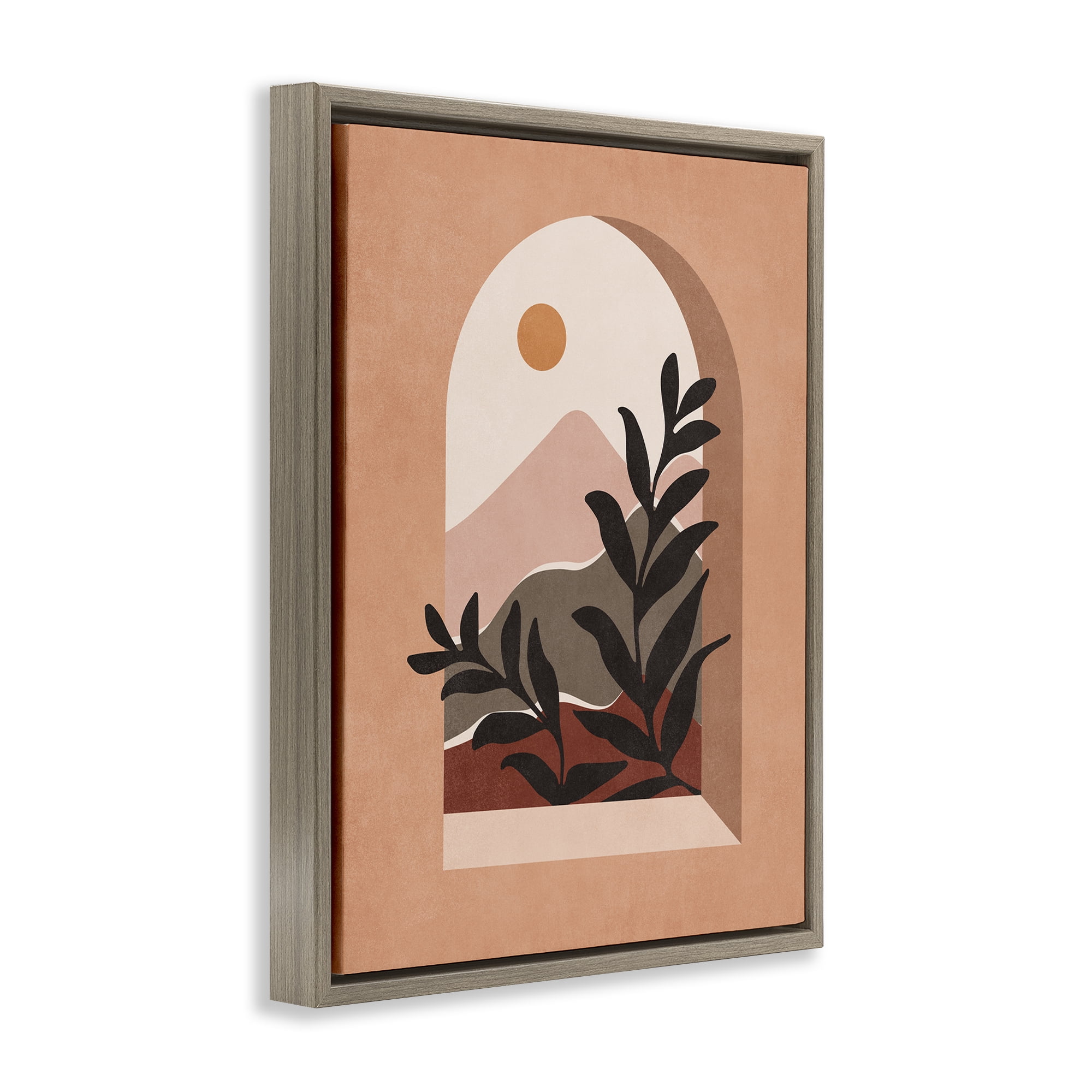 Stupell Industries Terracotta Boho Window Landscape & Nature Painting Brown Floater Framed Canvas Art Print Wall Art, 17 x 21