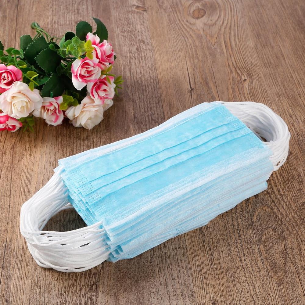 Blue Disposable Face Mask Earloop Mouth Cover Anti Dust Face Mouth Masks Respirator Medical 50 PCS