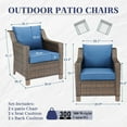 thumbnail image 4 of Gymojoy 2-Piece Outdoor PE Wicker Patio Lounge Chairs Porch Outdoor Club Chairs with High Back and Deep Seating, Blue, 4 of 7