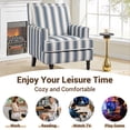 thumbnail image 5 of Paproos Upholstered Accent Chair Set of 2, Vintage Arm Chair with Blue and White Striped Linen Fabric and Nailhead Trim, Comfort Reading Chair Lounge Chair, Armchair for Living Room, Bedroom, Blue, 5 of 12