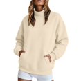 thumbnail image 4 of GZWYHT Mock Neck Sweatshirt Women Oversized Mock Neck Sweatshirt Cowl Neck Tops Fall Clothes Funnel Neck Sweatshirt High Neck Sweatshirt Hiking Clothes for Women Fashion Clothing Beige L, 4 of 9