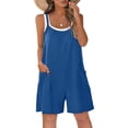 thumbnail image 5 of YgkuHd Women's Solid Color Romper Adjustable Spaghetti Strap Chest Ruched Sleeveless Short Jumpsuit with Pockets Casual Summer Vacation Outfit (S-XXL), 5 of 7