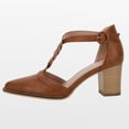 thumbnail image 2 of Women  T-Strap Dress Shoes with Block Heels  Low-Cut Sandals with Stacked Block Heels, 2 of 5