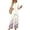 Beige, variant on Womens Lounge Sets 2 Piece Vacation Outfits Button V Neck 3/4 Sleeve Top and Palazzo Pants Suit Elegant Beach Wear
