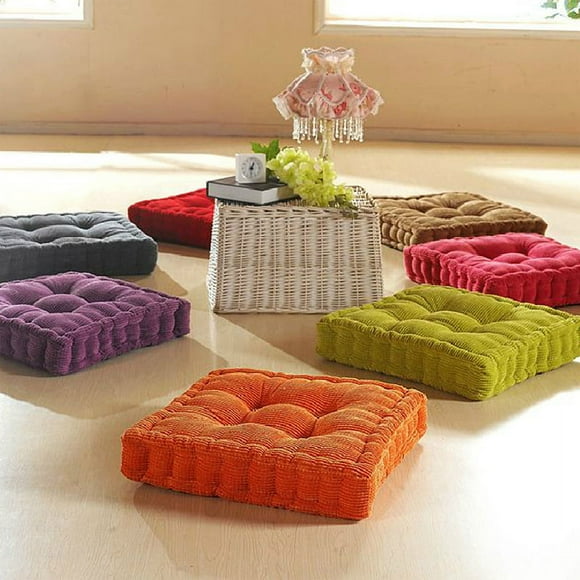 Thicken Elastic Chair Cushion Solid Color Seat Cushion Square Floor Cushion for Home Office Chair