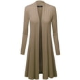 thumbnail image 4 of Made by Johnny Women's Solid Long Sleeve Open Front Long Cardigan L TAUPE, 4 of 6