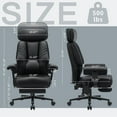 thumbnail image 5 of Hoffree Big and Tall Office Chair 500lbs, Reclining Ergonomic Desk Chair with Adjustable Lumbar Support, Arms and Headrest, Executive Leather High Back Computer Chair with Footrest for Home, Black, 5 of 10
