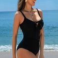 thumbnail image 6 of Duqingm Swimsuit Women's Twist Front One Piece Swimsuit Ruched Tummy Control One Piece Bathing Suits Black,XL, 6 of 7