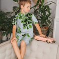 thumbnail image 4 of Balery Watercolor Green Leaves Conjunto de Pijama Infantil de Manga Corta con Estampado – Ropa de Dormir de Algodón Suave-4X-Large, 4 of 6