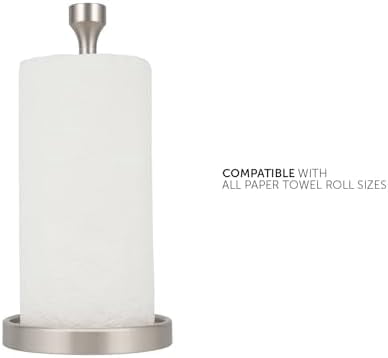 Countertop Paper Towel Holder - Modern Bell End Minimalist Design - Color Brushed Nickel