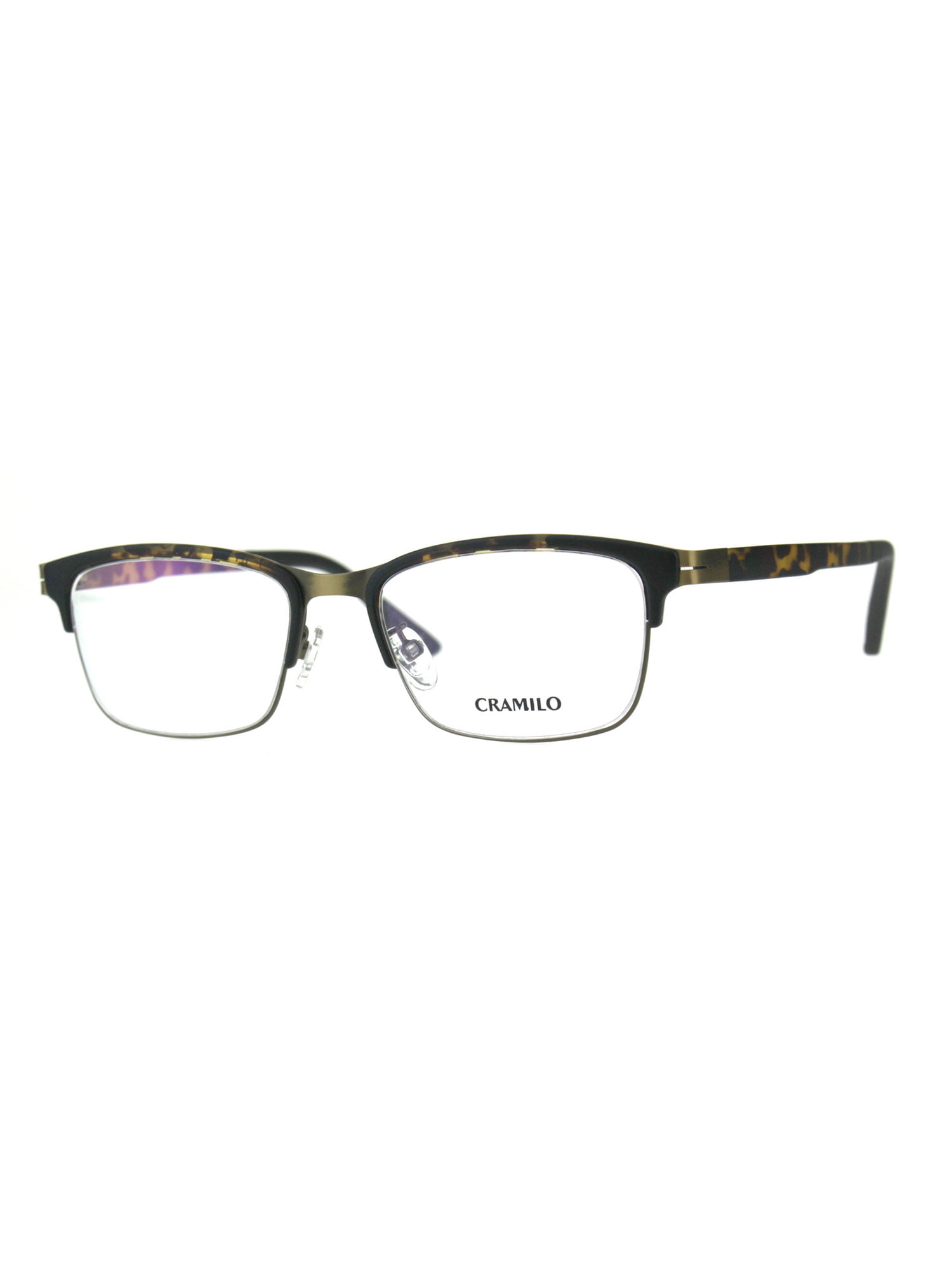 Case Glasses Frame for Men Metal Half Frame Rectangular Clear Lens Non-prescription