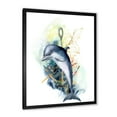 thumbnail image 2 of Designart 'Linear Coral Reef Plants and Dolphin Turtle Anchor' Nautical & Coastal Framed Art Print, 2 of 4