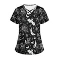thumbnail image 5 of Funicet Hauts pour Femmes, Shorts pour Femmes, Mode Décontractée Halloween Imprimé Manches Courtes Col en V avec Poche, Hauts Décontractés pour Femmes, 5 of 5