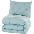thumbnail image 5 of WPM 3 Piece Microfiber Comforter Set Pinch Pleat Pintuck Down Alternative Bedding - All Season Blue Bedroom Decor- JN1, 5 of 5