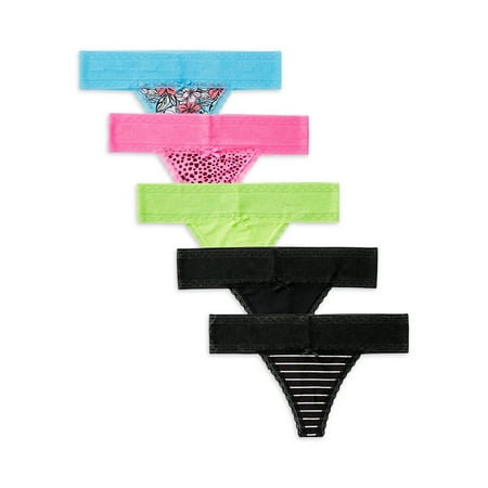 

No Boundaries Women s Microfiber Thong Panties 5-Pack