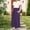 Purple, variant on Girl's Short Sleeve Dresses Trendy Casual Color Block T-Shirts Pleated Long Maxi Dress with Pockets 4-14 Years