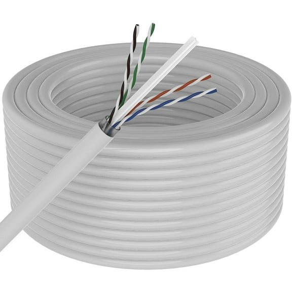 American Terminal 250' Cat6 Ethernet White Bulk Network Cable<br/> 23AWG 600Mhz UL Bare Solid Copper Wire UTP 250' White