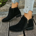 thumbnail image 2 of Suede Ankle Boots for Women Casual Dressy Stitching Zipper Business Work Booties Chunky Heel Winter Short Boots, 2 of 6