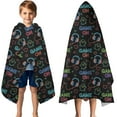 thumbnail image 3 of Colorful Controllers Games Icons Black Pattern Hooded Bath Towel，50"x30" for Ages 3 To 12 Kids, Quick Dry Lightweight Soft Microfiber Hood Beach Towel Cover Up for Kids, 3 of 7