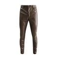 thumbnail image 4 of Men's PU Leather Casual Pants High Gloss Shiny Trousers Retro Slim Fit Motorcycle Style Leggings Men's Black Dress Pants Elastic Waist Adaptive, 4 of 4