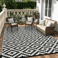 thumbnail image 4 of LUOVEN Reversible Outdoor Rug Waterproof 5x8 Plastic Straw Patio Carpet for RV, Camping, Deck, Beach, Backyard, Porch, Indoor Outdoor, Black & White, 4 of 8