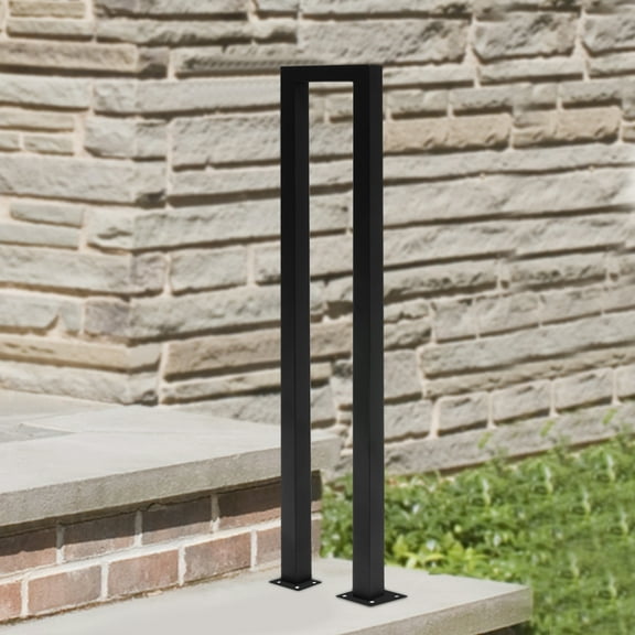 U-Shaped Handrail, 35.43in Height Galvanized Iron with 1mm Wall Thickness, 66lbs Load Capacity, for Stairs, Porches and Elderly Support