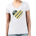 thumbnail image 4 of Women's G-III 4Her by Carl Banks White Green Bay Packers Heart Graphic V-Neck Fitted T-Shirt, 4 of 5