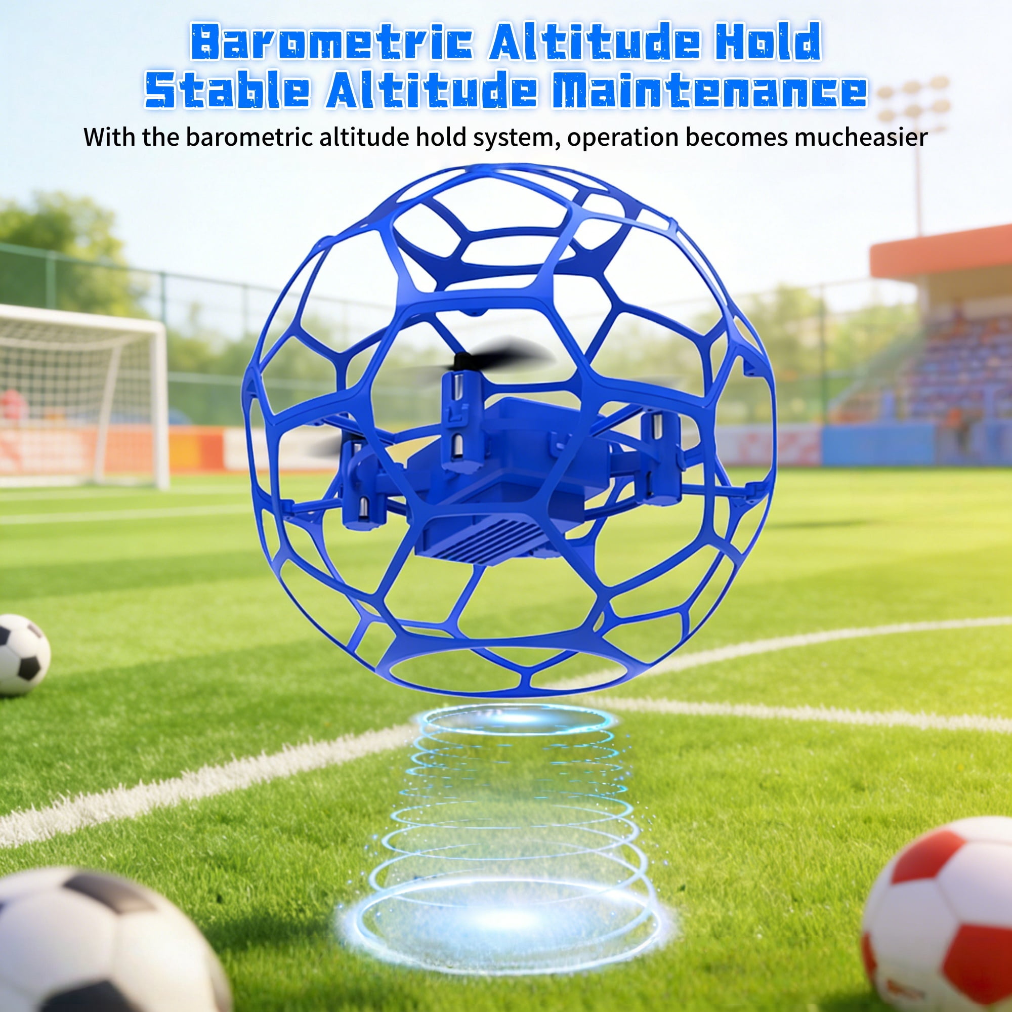 RC Flying Soccer Ball Drone for Kids, Mini Helicopter with Full Protective Net Cage, 360° Flips & LED Lights, One-Key Takeoff, Safe Indoor Outdoor Toy Gift for Boys & Girls.