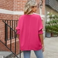 thumbnail image 5 of Shirts for Women Plus Size Shirts for Women Women's Casual Loose Fit Plus Size Round Neck 3/4 Sleeve Pullover Top Comfortable Breathable Blouse for Everyday Wear, 5 of 5