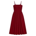 thumbnail image 4 of ClodeEU Women's Square Neck Spaghetti Strap Midi Dress,Casual A Line Flowy Dress with Pockets Wine,Women's Plus L, 4 of 5