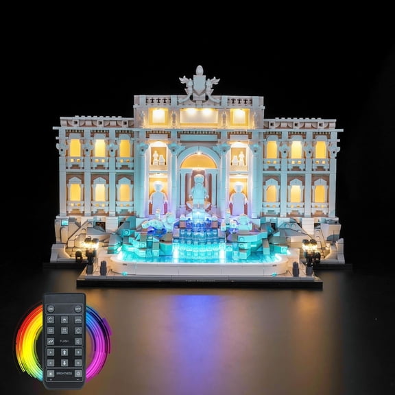 Upgraded Led Light Kit Compatible with Lego Trevi Fountain Building Set, RC Version Compatible with Lego 21062 (Model Not Included)