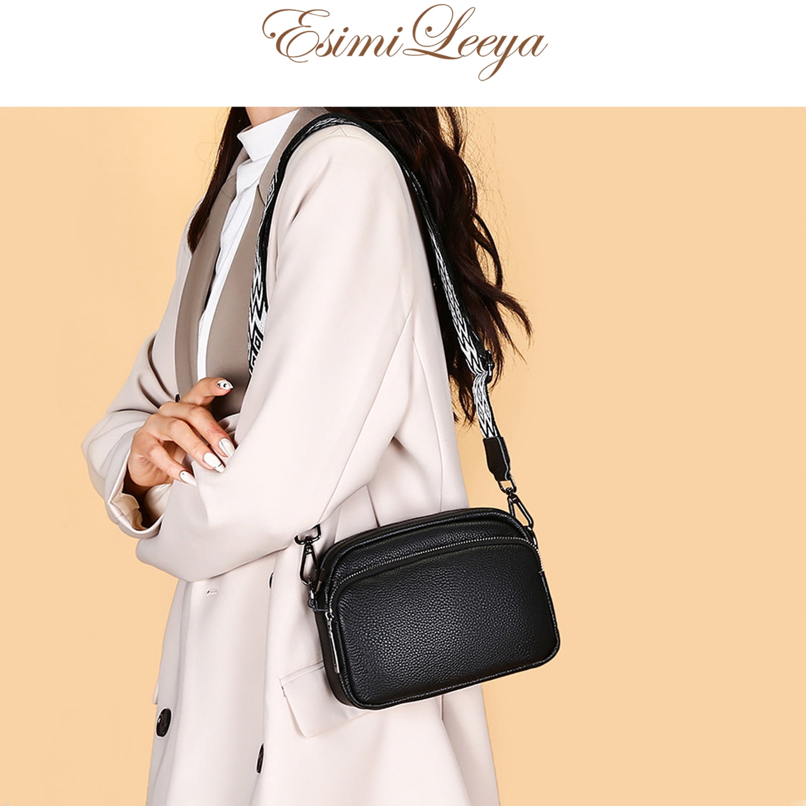PORT&LOTUS Small Lightweight Crossbody Bag with Wide Guitar Strap Shoulder Bags for Women.