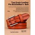 thumbnail image 2 of Catelles Retro Leather Alloy Pin Buckle Men's Orange Belt, Wear-resistant Stylish Model, Gift Box with Holo Puncher&For waist 42 in Width 1.5in(3.8cm), 2 of 8