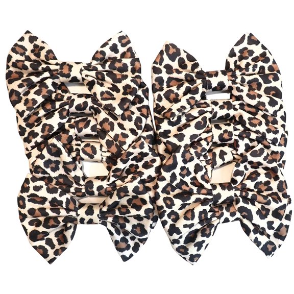 Set of 12 Leopard Bows 5 Inches Large Bows Wholesale Bows, DIY Fabric Hair Bows - No Clips