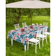 thumbnail image 4 of Fsddascl Turquoise Red Botanical Outdoor Tablecloth - 52x70 Inch Rectangle Dining Table Cover, Tropical Plants Summer Flowers Waterproof Outdoor Table Cloth with Umbrella Hole & Zipper for Patio, 4 of 7