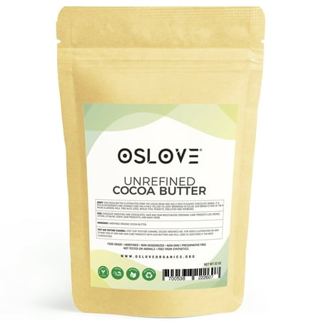 Organic Cocoa Butter FOOD GRADE 2 LB by Oslove Organics - Raw, Non-Deodorized, Unrefined, Hand packed - Best Cocoa Butter for DIY body butter and delicous Home-made